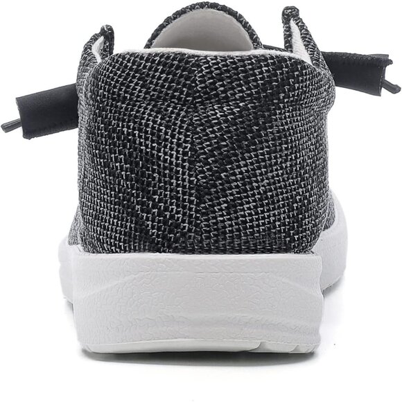 Women's Lightweight Casual Slip On Deck Canvas Loafers Sneakers Black Boot Shoes - Picture 4 of 8